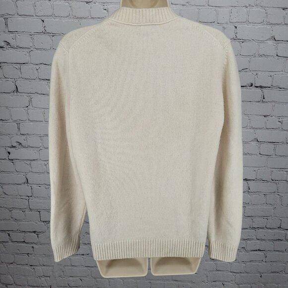 Massimo Dutti Beige Wool Cashmere Crew Neck Pullover Sweater Size Medium M - Picture 2 of 11